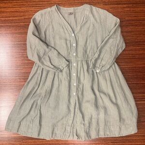 Homefrocks Shepherd Frock Linen Button Front Tunic Shirt Jacket Dress Medium